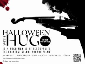 Poster advertising a tour of silent film classics with musical accompaniment.