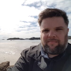 Steven Endersby on a beach in Wales